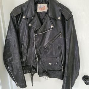 Black leather zip up jacket